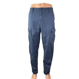 George Men's Blue High Rise Tapered Utility Combat Cargo Trousers Pants Size 30